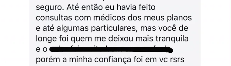 Depoimento de paciente da Dra. Ana Bettega